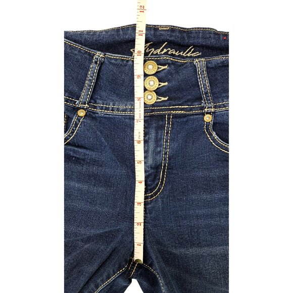 Hydraulic Women High Rise Embroidered Bootcut Jeans Size 7 Blue Bling Horseshoe - Picture 8 of 8